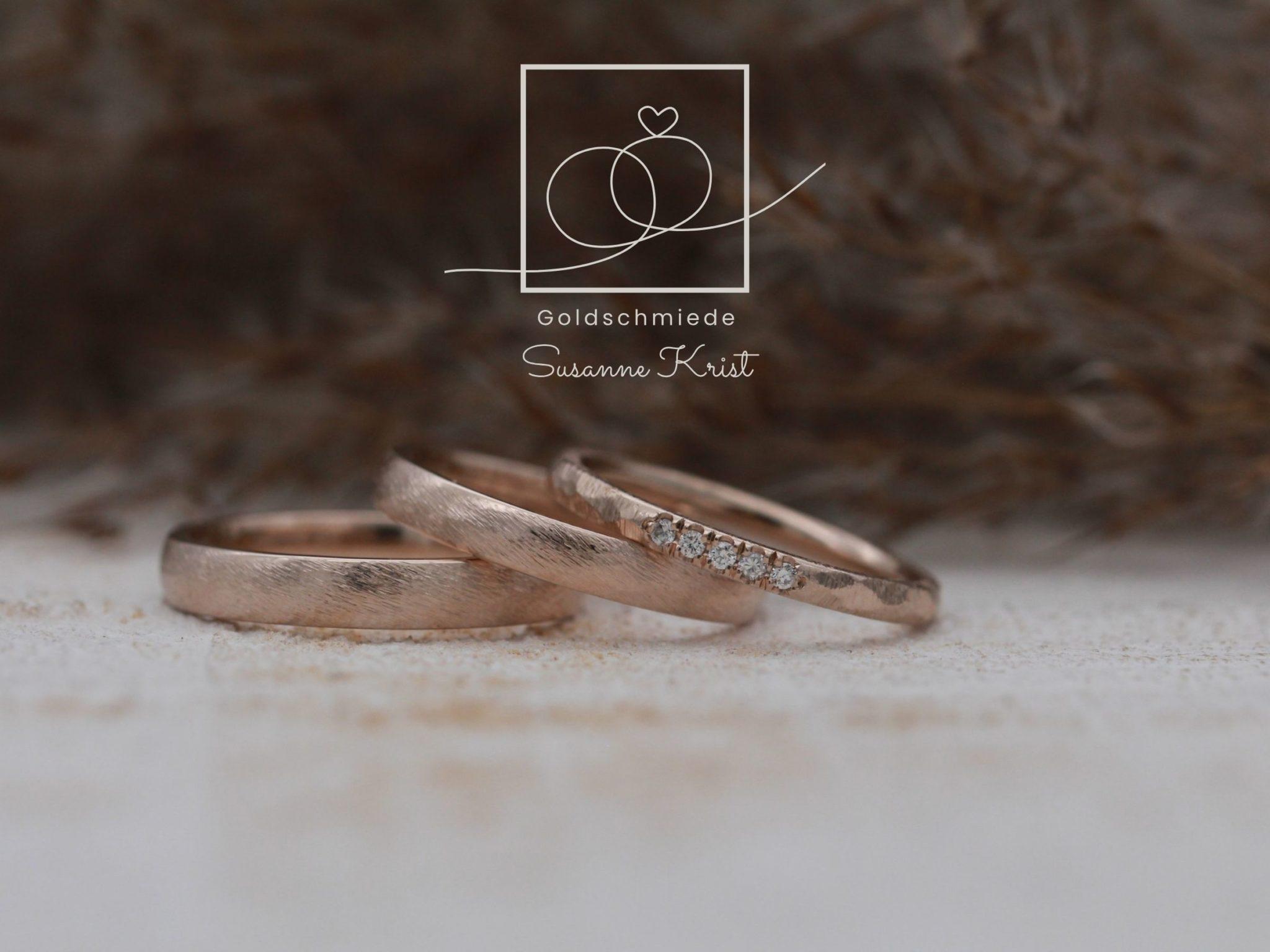Haselnussgold (Toffeegold) Ringe mit Verlobungsring aus Haselnussgold